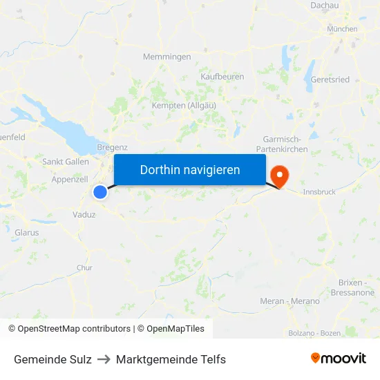 Gemeinde Sulz to Marktgemeinde Telfs map