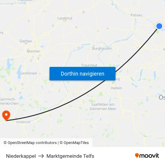 Niederkappel to Marktgemeinde Telfs map