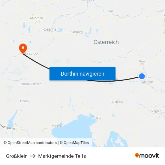 Großklein to Marktgemeinde Telfs map