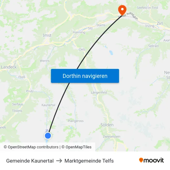 Gemeinde Kaunertal to Marktgemeinde Telfs map