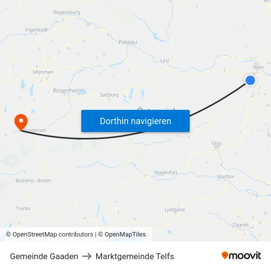 Gemeinde Gaaden to Marktgemeinde Telfs map