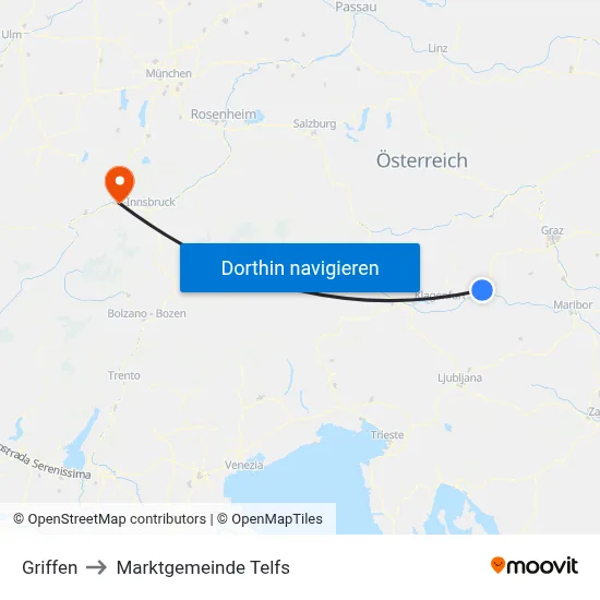 Griffen to Marktgemeinde Telfs map