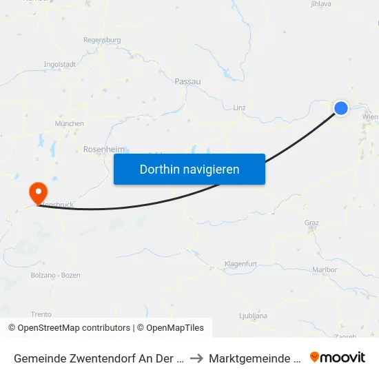 Gemeinde Zwentendorf An Der Donau to Marktgemeinde Telfs map