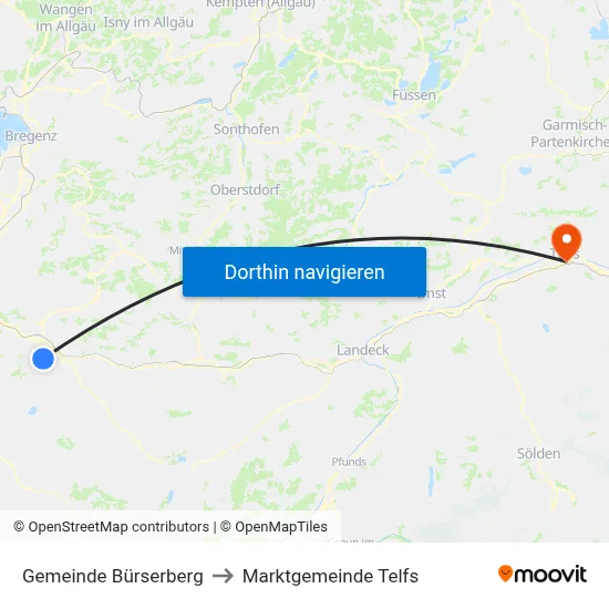 Gemeinde Bürserberg to Marktgemeinde Telfs map