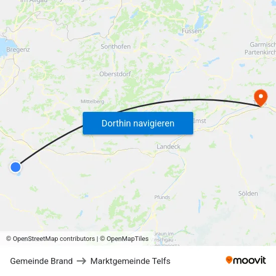 Gemeinde Brand to Marktgemeinde Telfs map