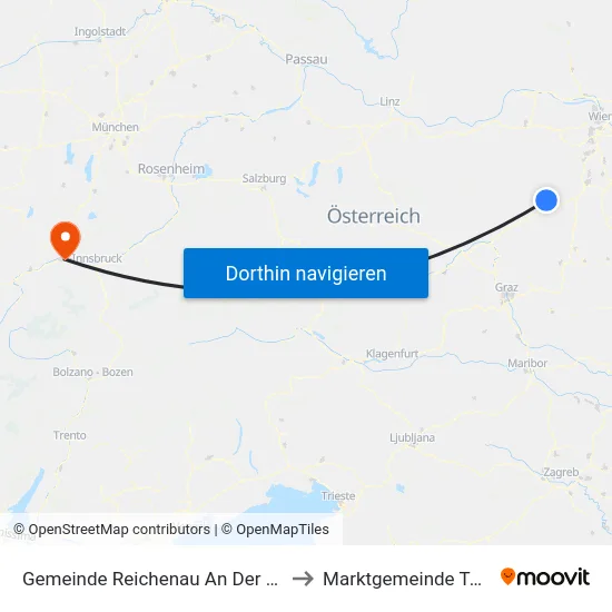 Gemeinde Reichenau An Der Rax to Marktgemeinde Telfs map