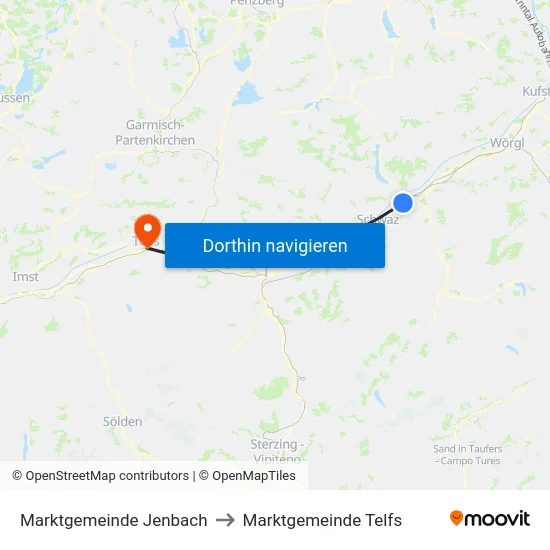 Marktgemeinde Jenbach to Marktgemeinde Telfs map