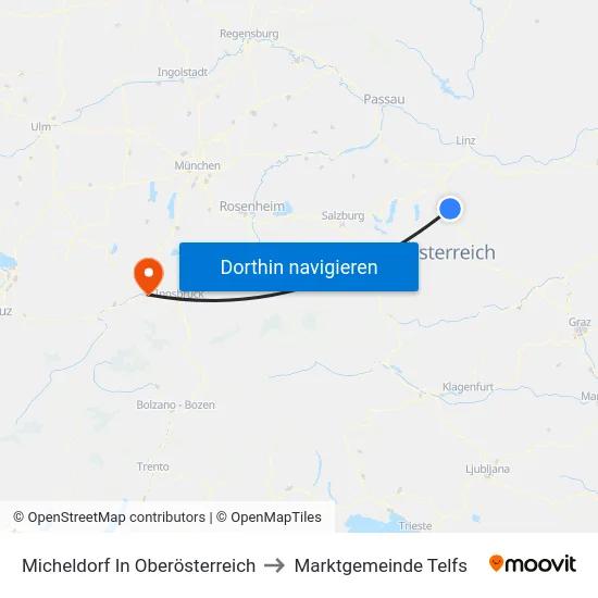 Micheldorf In Oberösterreich to Marktgemeinde Telfs map