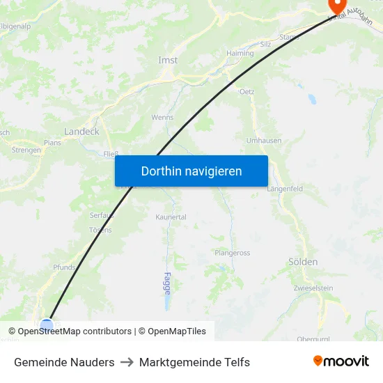 Gemeinde Nauders to Marktgemeinde Telfs map