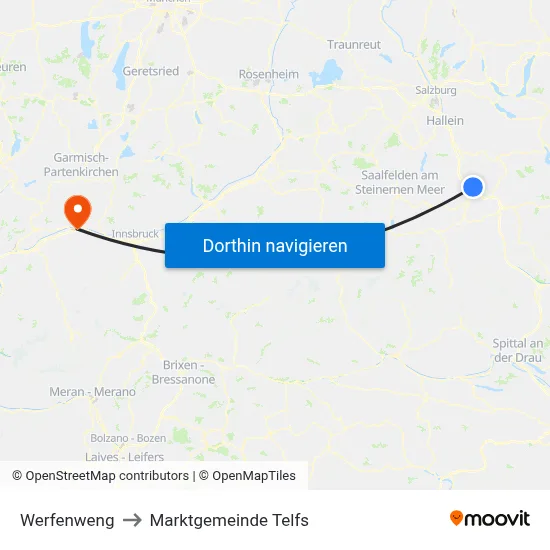 Werfenweng to Marktgemeinde Telfs map