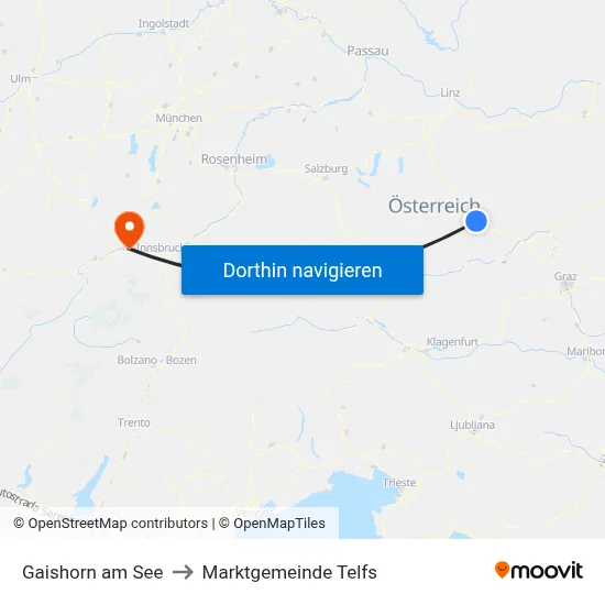 Gaishorn am See to Marktgemeinde Telfs map