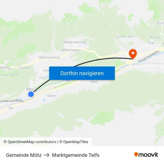 Gemeinde Mötz to Marktgemeinde Telfs map