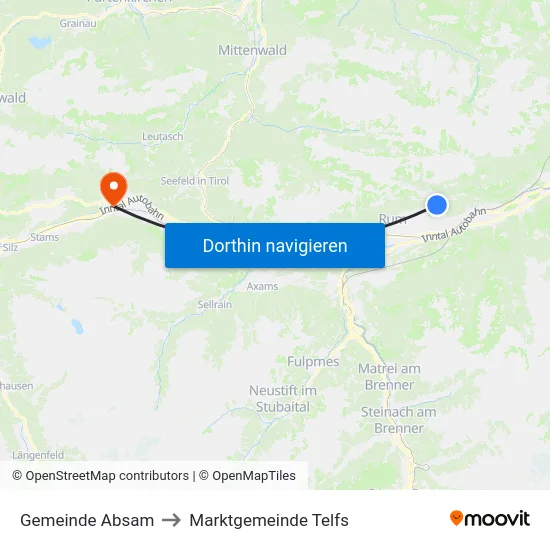 Gemeinde Absam to Marktgemeinde Telfs map