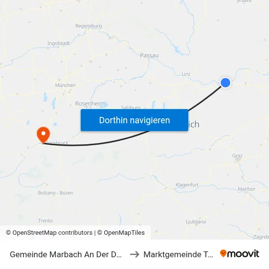 Gemeinde Marbach An Der Donau to Marktgemeinde Telfs map