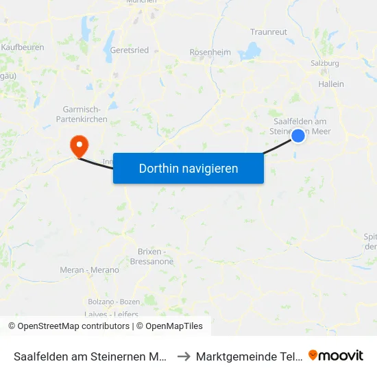 Saalfelden am Steinernen Meer to Marktgemeinde Telfs map