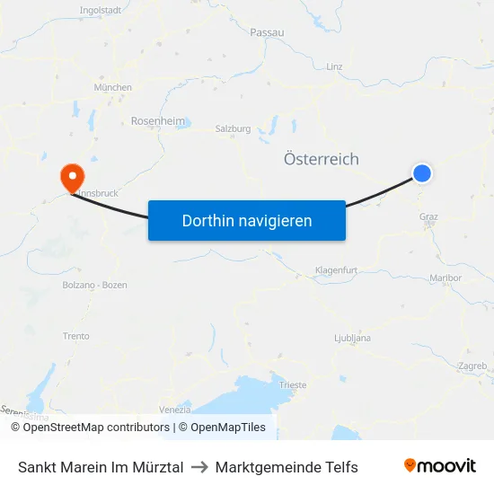 Sankt Marein Im Mürztal to Marktgemeinde Telfs map