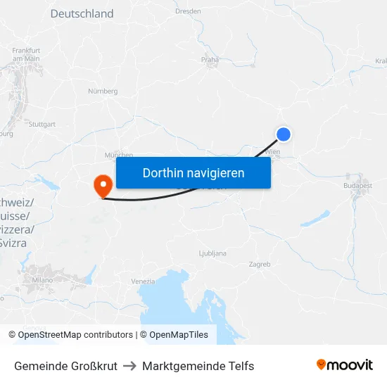 Gemeinde Großkrut to Marktgemeinde Telfs map