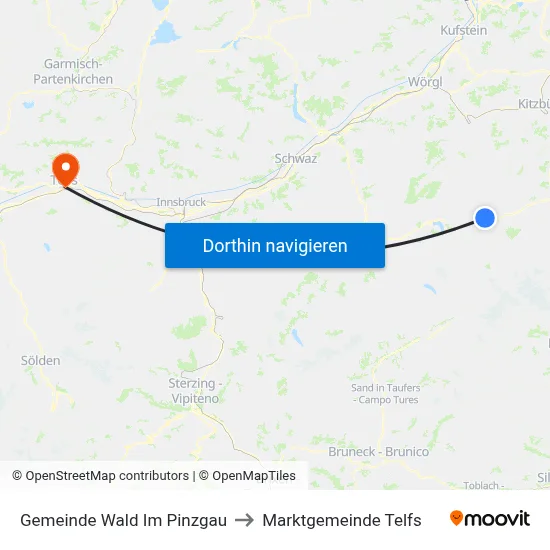 Gemeinde Wald Im Pinzgau to Marktgemeinde Telfs map