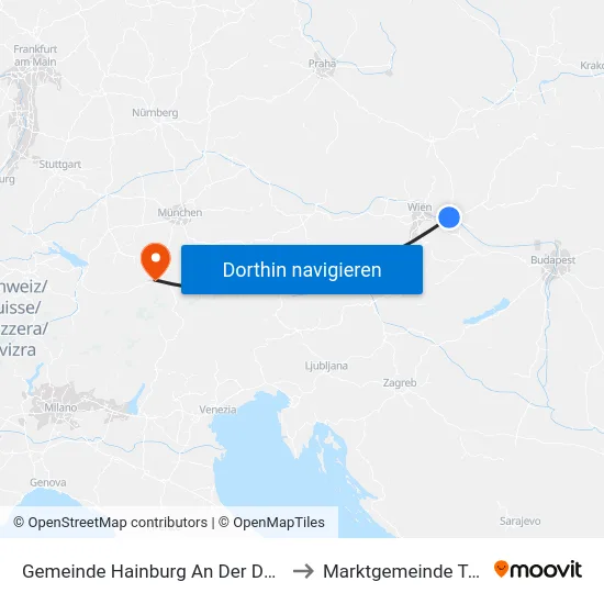 Gemeinde Hainburg An Der Donau to Marktgemeinde Telfs map