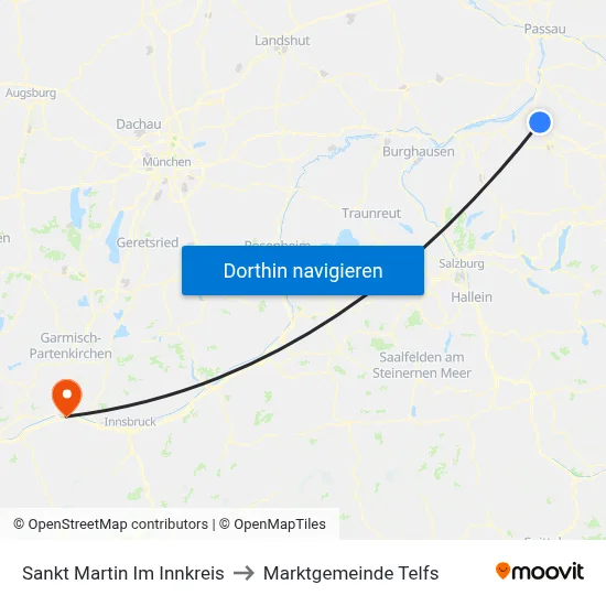 Sankt Martin Im Innkreis to Marktgemeinde Telfs map