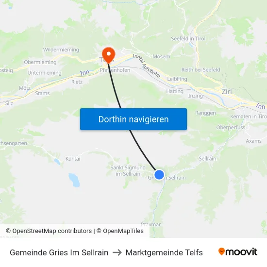 Gemeinde Gries Im Sellrain to Marktgemeinde Telfs map