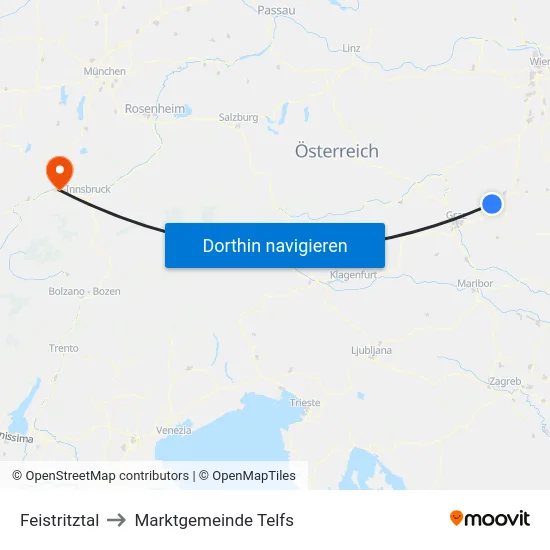 Feistritztal to Marktgemeinde Telfs map