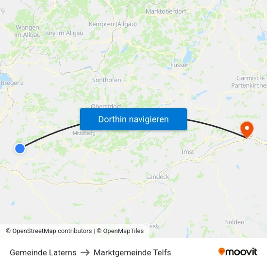 Gemeinde Laterns to Marktgemeinde Telfs map