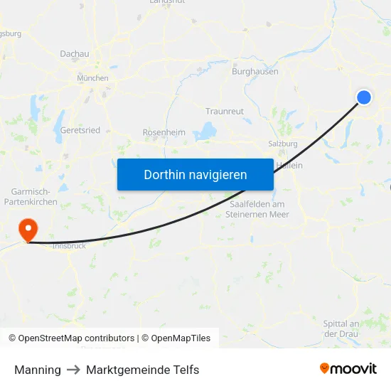 Manning to Marktgemeinde Telfs map