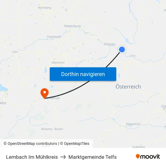 Lembach Im Mühlkreis to Marktgemeinde Telfs map