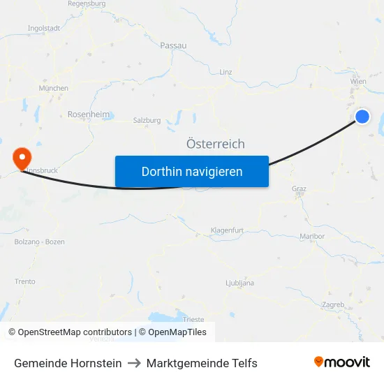 Gemeinde Hornstein to Marktgemeinde Telfs map