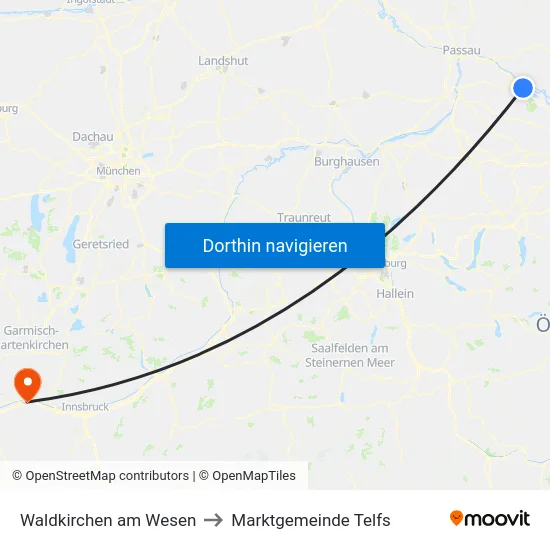 Waldkirchen am Wesen to Marktgemeinde Telfs map