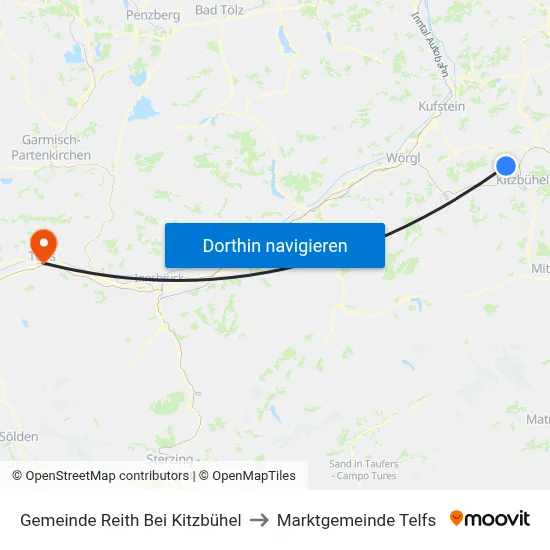 Gemeinde Reith Bei Kitzbühel to Marktgemeinde Telfs map