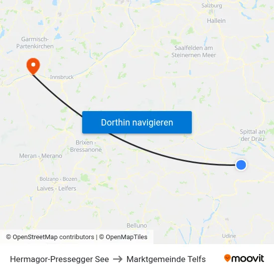 Hermagor-Pressegger See to Marktgemeinde Telfs map