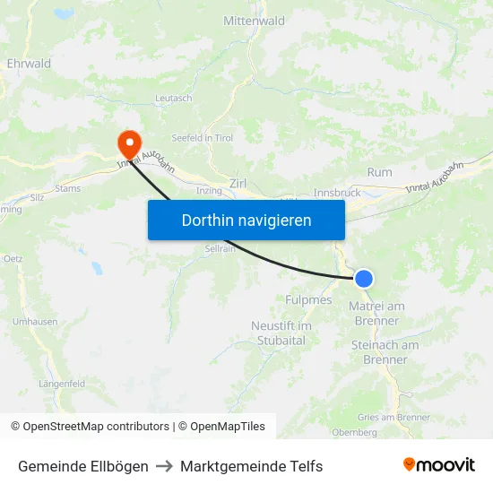 Gemeinde Ellbögen to Marktgemeinde Telfs map