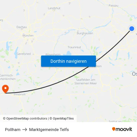 Pollham to Marktgemeinde Telfs map