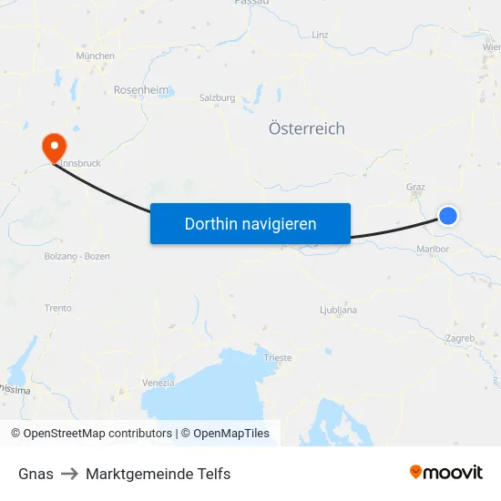 Gnas to Marktgemeinde Telfs map