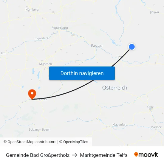 Gemeinde Bad Großpertholz to Marktgemeinde Telfs map