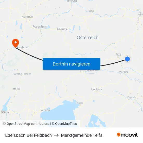 Edelsbach Bei Feldbach to Marktgemeinde Telfs map