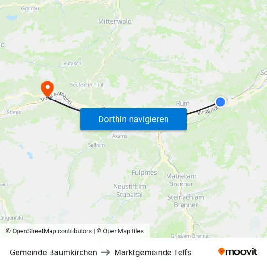 Gemeinde Baumkirchen to Marktgemeinde Telfs map