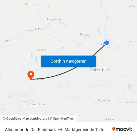 Alberndorf In Der Riedmark to Marktgemeinde Telfs map