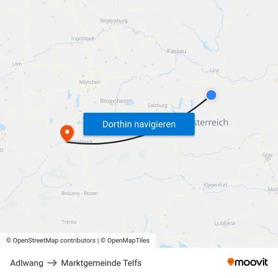 Adlwang to Marktgemeinde Telfs map