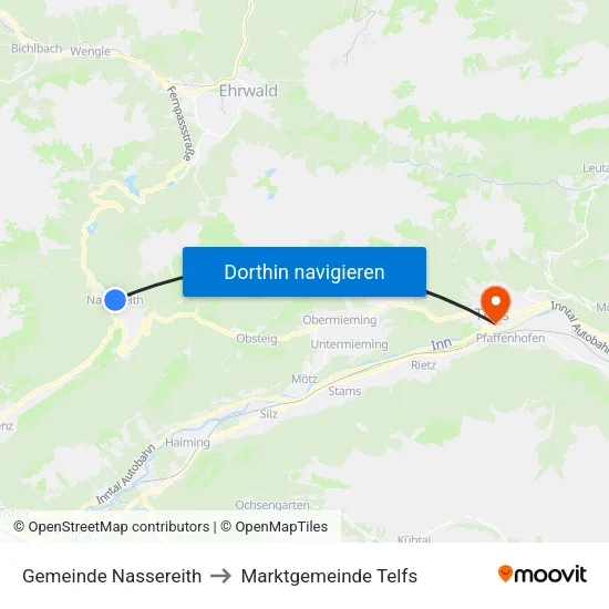 Gemeinde Nassereith to Marktgemeinde Telfs map