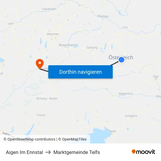Aigen Im Ennstal to Marktgemeinde Telfs map