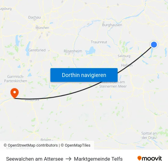 Seewalchen am Attersee to Marktgemeinde Telfs map