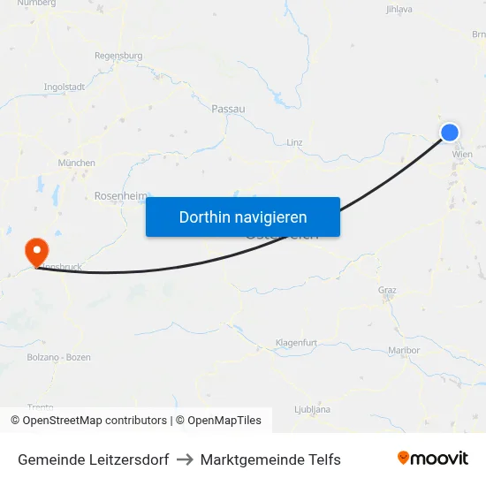 Gemeinde Leitzersdorf to Marktgemeinde Telfs map