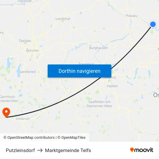 Putzleinsdorf to Marktgemeinde Telfs map