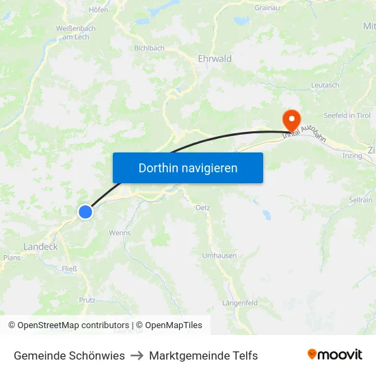Gemeinde Schönwies to Marktgemeinde Telfs map