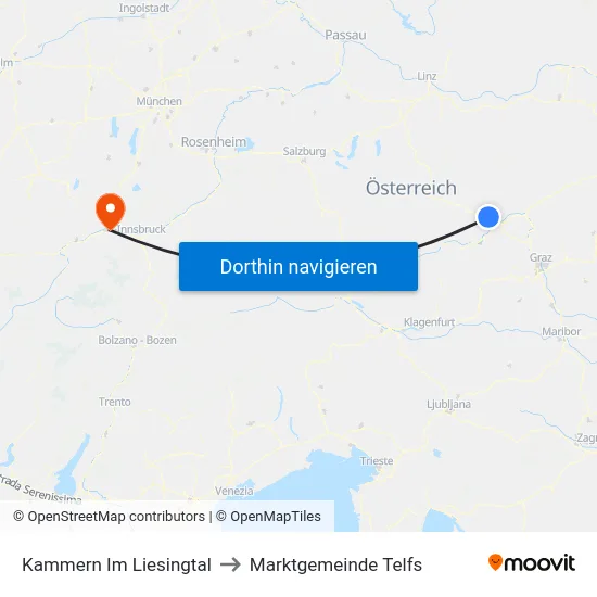 Kammern Im Liesingtal to Marktgemeinde Telfs map