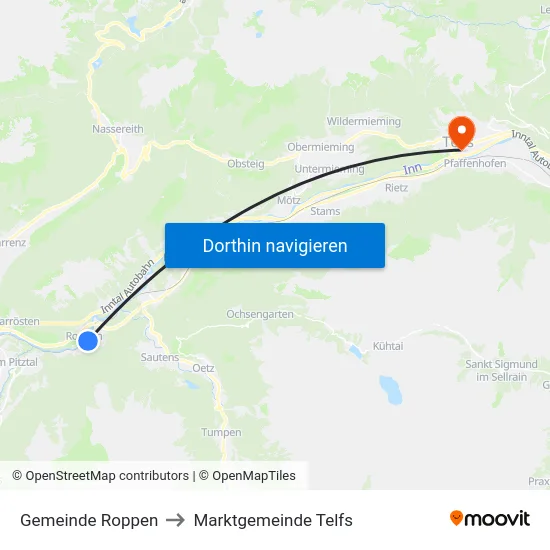Gemeinde Roppen to Marktgemeinde Telfs map