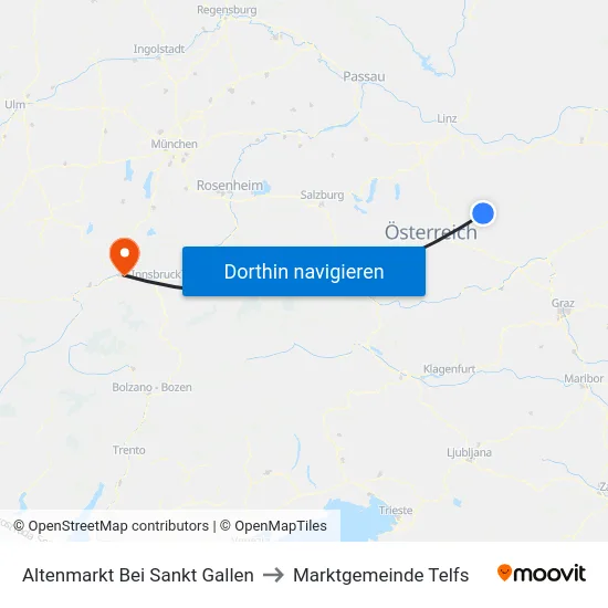 Altenmarkt Bei Sankt Gallen to Marktgemeinde Telfs map
